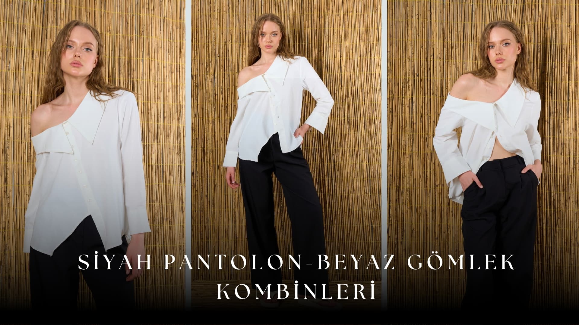 Siyah Pantolon Beyaz Gömlek Kombin Kadın