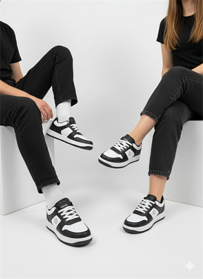 Unisex Siyah Beyaz Günlük Sneaker | Şık Ve Rahat Spor Ayakkabı Çift Ayakkabısı