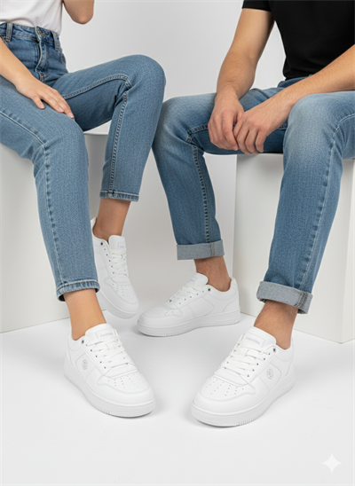 Unisex Beyaz Günlük Sneaker | Şık Ve Rahat Spor Ayakkabı Çift Ayakkabısı