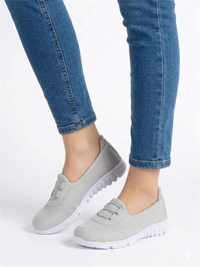 Kadın Fileli Rahat Memory Taban Bağlı Sneaker