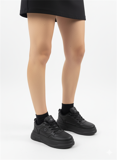 Kadın Kalın Taban Suni Deri Rahat Sneakers Spor Ayakkabı