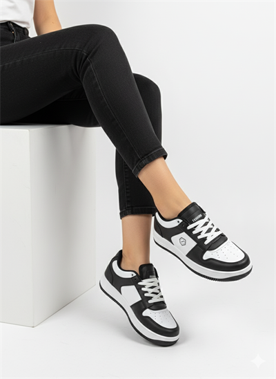 Unisex Siyah Beyaz Günlük Sneaker | Şık Ve Rahat Spor Ayakkabı Çift Ayakkabısı