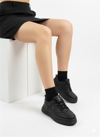Kadın Kalın Taban Suni Deri Rahat Sneakers Spor Ayakkabı