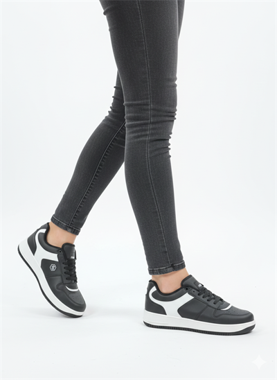 Unisex Siyah Beyaz Günlük Sneaker | Şık Ve Rahat Spor Ayakkabı Çift Ayakkabısı