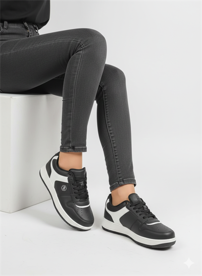 Unisex Siyah Beyaz Günlük Sneaker | Şık Ve Rahat Spor Ayakkabı Çift Ayakkabısı