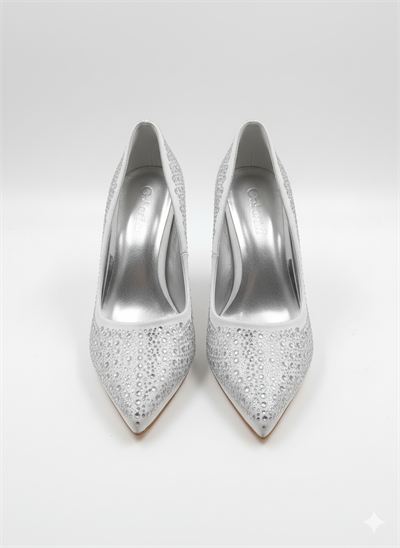 Kadın Taşlı Desenli Kadeh Topuk Stiletto Ayakkabı