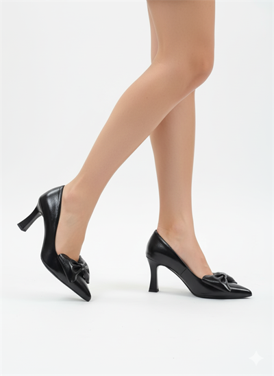 Kadın Papyon Desen Kadeh Topuk Stiletto Ayakkabı