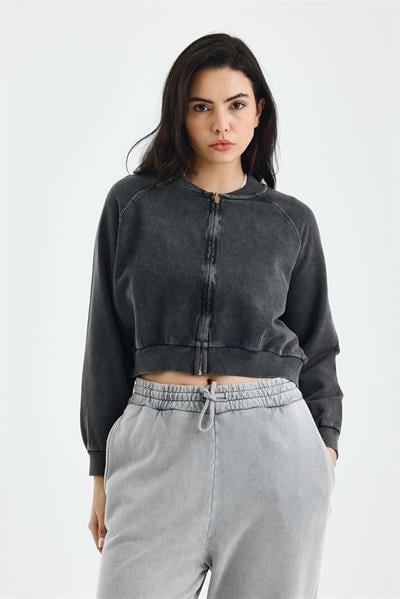 Fermuarlı Bomber Sweatshirt