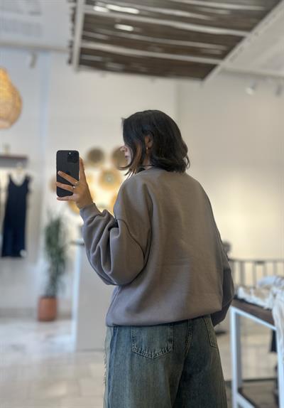 Baskılı Antrasit Sweatshirt