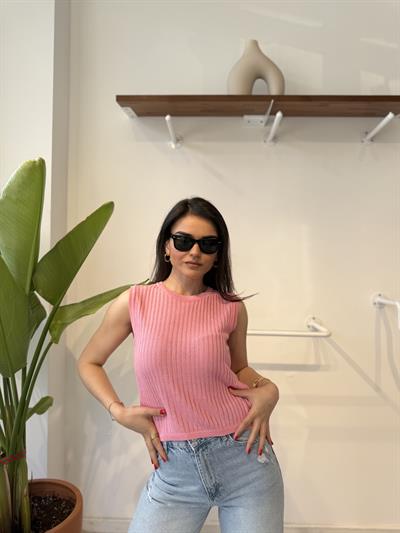 Fitilli Pembe Triko Bluz