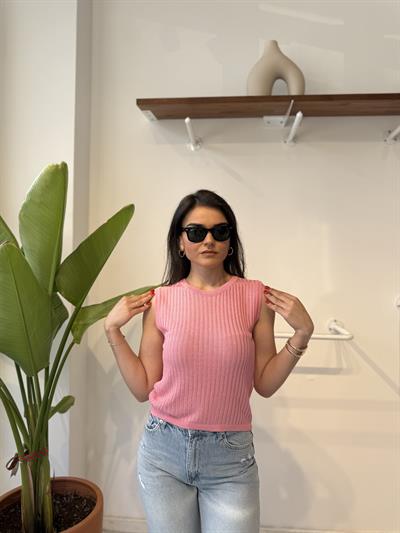 Fitilli Pembe Triko Bluz