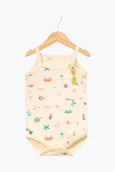 Deniz Kabuğu Desenli Küçük İp Askılı Body (1-9 Ay)Wizly BabyBebek Body