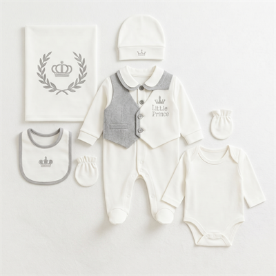 Little Prince Nakışlı 7 Parça Lüks Yeni Doğan Hastane Çıkış SetiWizly BabyHastane Çıkış Setleri