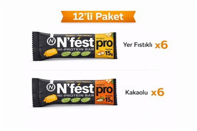 Yer Fıstık ve Kakao Yüksek Protein Bar Deneme Paketi 50g X 12 adet