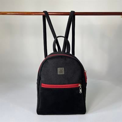 Siyah - Bordo Tay Tüyü Backpack