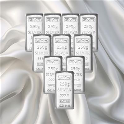 10 Adet 250 Gr Gmr Gümüş Külçe