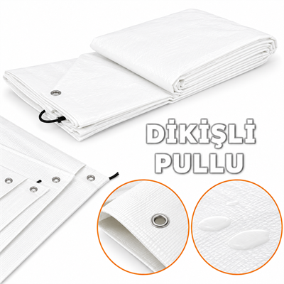 16x20 (320 m²) Çadır Brandası PVC Su Geçirmez Tente Gölgelik Kamp Brandası - Beyaz