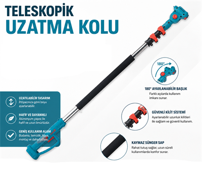 2,5 metre Teleskopik Budama Uzatma Kolu Ayarlanabilir Hafif Dayanıklı Dal Budama Aparatı