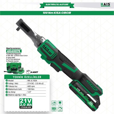 Hais Pro RB-JL100A 21 V Çift Akülü 2 Ah Kısa Somun Sıkma Makinesi