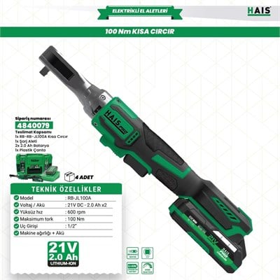 Hais Pro RB-JL100A 21 V Çift Akülü 2 Ah Kısa Somun Sıkma Makinesi