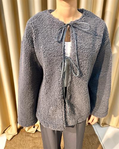 Bağlamalı Gri Teddy Ceket