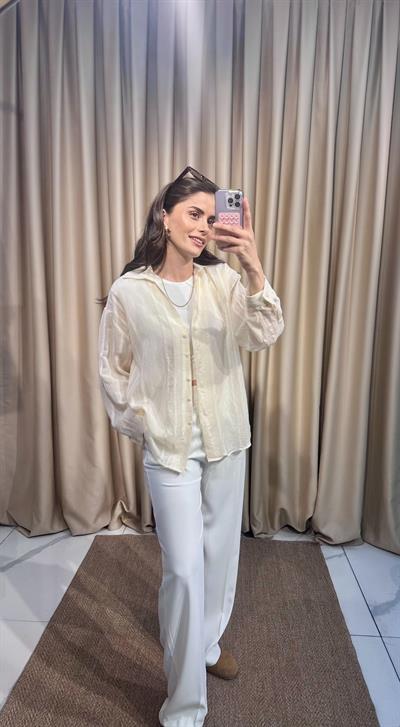 Ekru Transparan Gömlek 