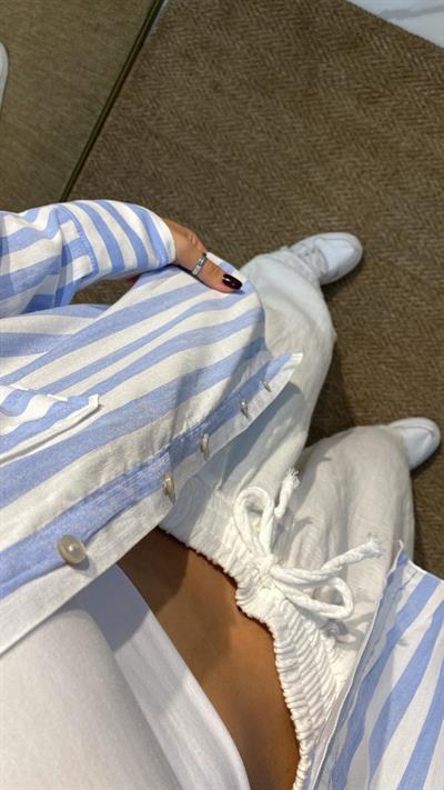 Çizgili Keten Gömlek