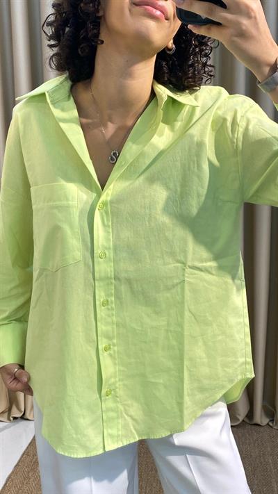 Fıstık Yeşili Poplin Gömlek