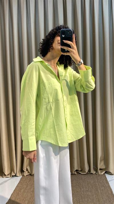 Fıstık Yeşili Poplin Gömlek