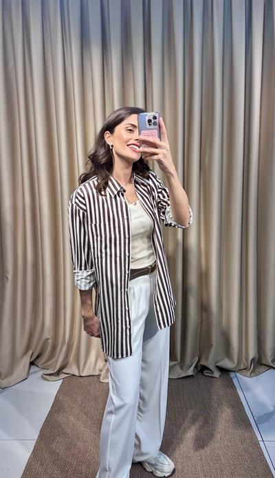 Kahve Çizgili Gömlek