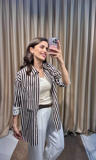 Kahve Çizgili Gömlek