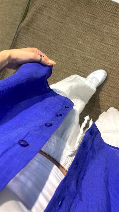 Lacivert İpeksi Gömlek