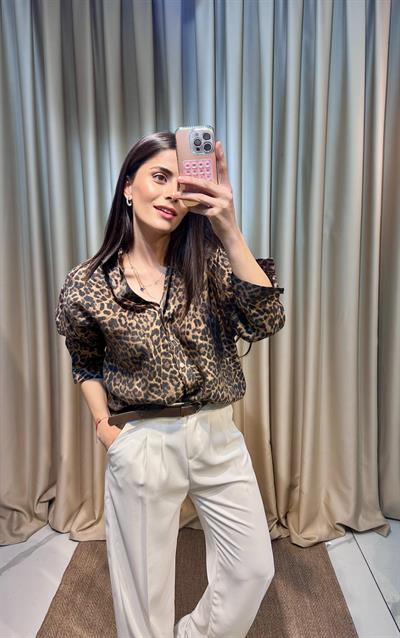 Leopar Desen Gömlek