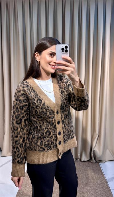 Leopar Yün Hırka 