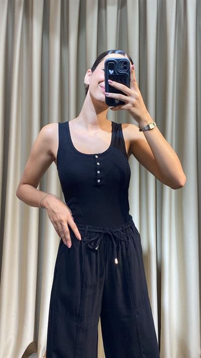 Lyocell Kumaş Siyah Palazzo Pantolon