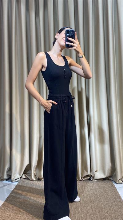 Lyocell Kumaş Siyah Palazzo Pantolon