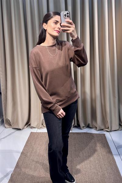 Modal Kumaş Kahverengi Sweatshirt