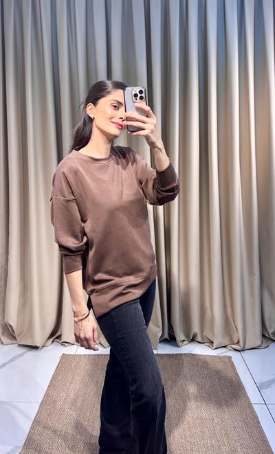 Modal Kumaş Kahverengi Sweatshirt