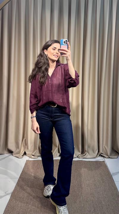 Mürdüm Transparan Gömlek 