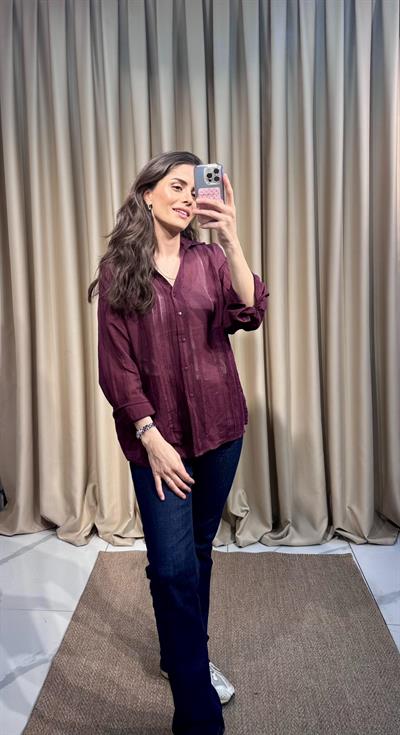 Mürdüm Transparan Gömlek 