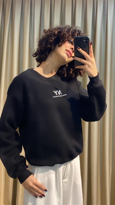 Pamuklu New York Siyah Sweatshirt