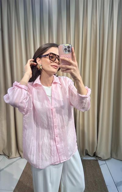 Pembe Transparan Gömlek 