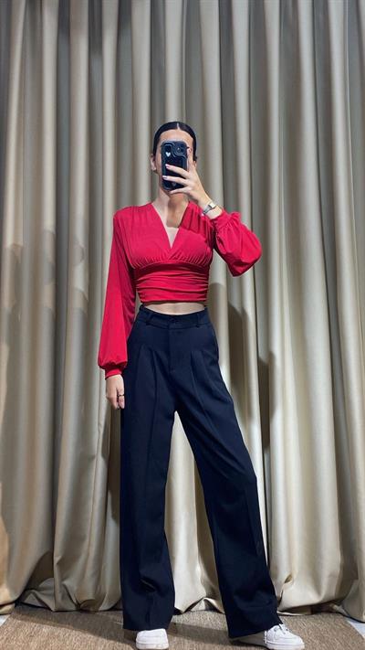 Sandy Kumaş Kırmızı Bluz