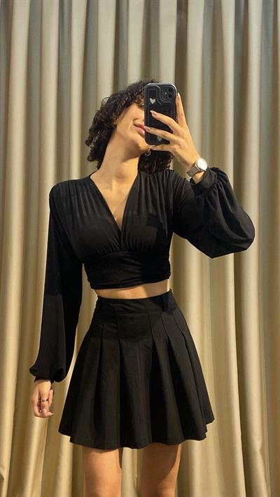 Sandy Kumaş Siyah Bluz