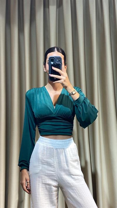 Sandy Kumaş Yeşil Bluz