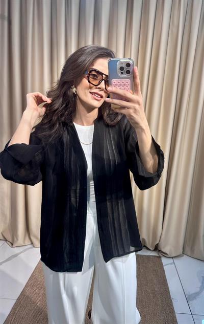 Siyah Transparan Gömlek 