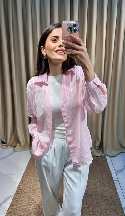 Transparan Pembe Gömlek