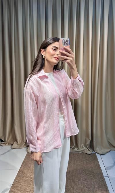 Transparan Pembe Gömlek