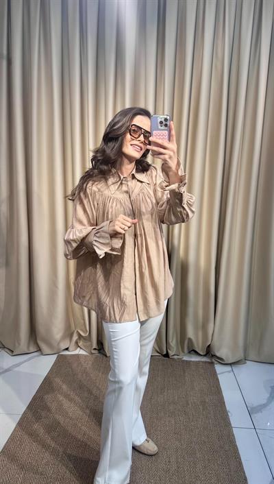 Vizon Büzgülü Kol Detaylı Gömlek 