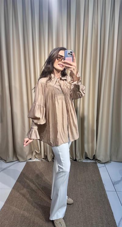 Vizon Büzgülü Kol Detaylı Gömlek 